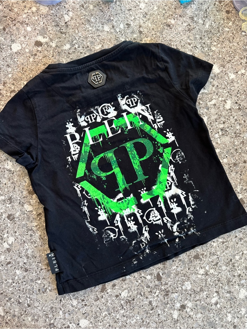 Philipp Plein Junior Boys 4 Skull PP Graphic Black T Shirt Made Italy